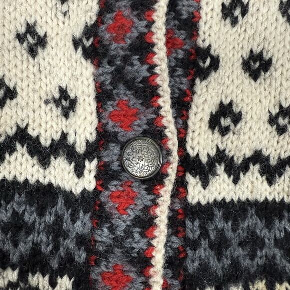 Vintage Putumayo 100% Wool Cardigan Button Fair Isle Holiday Reindeer Size Small - Picture 3 of 7